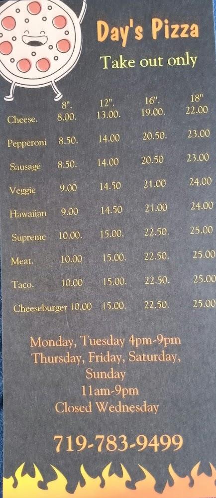 Day's Pizza Menu image 4